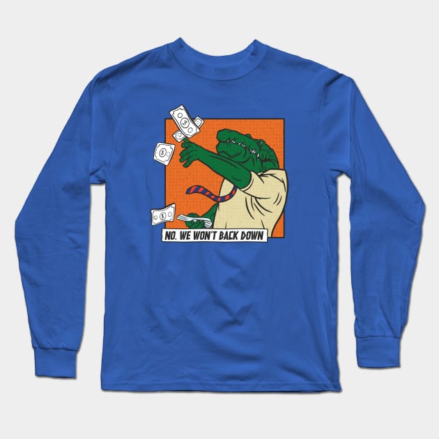 Vintage We Won't Back Down // Florida Blue & Orange Comic Swamp Alligator Long Sleeve T-Shirt by SLAG_Creative